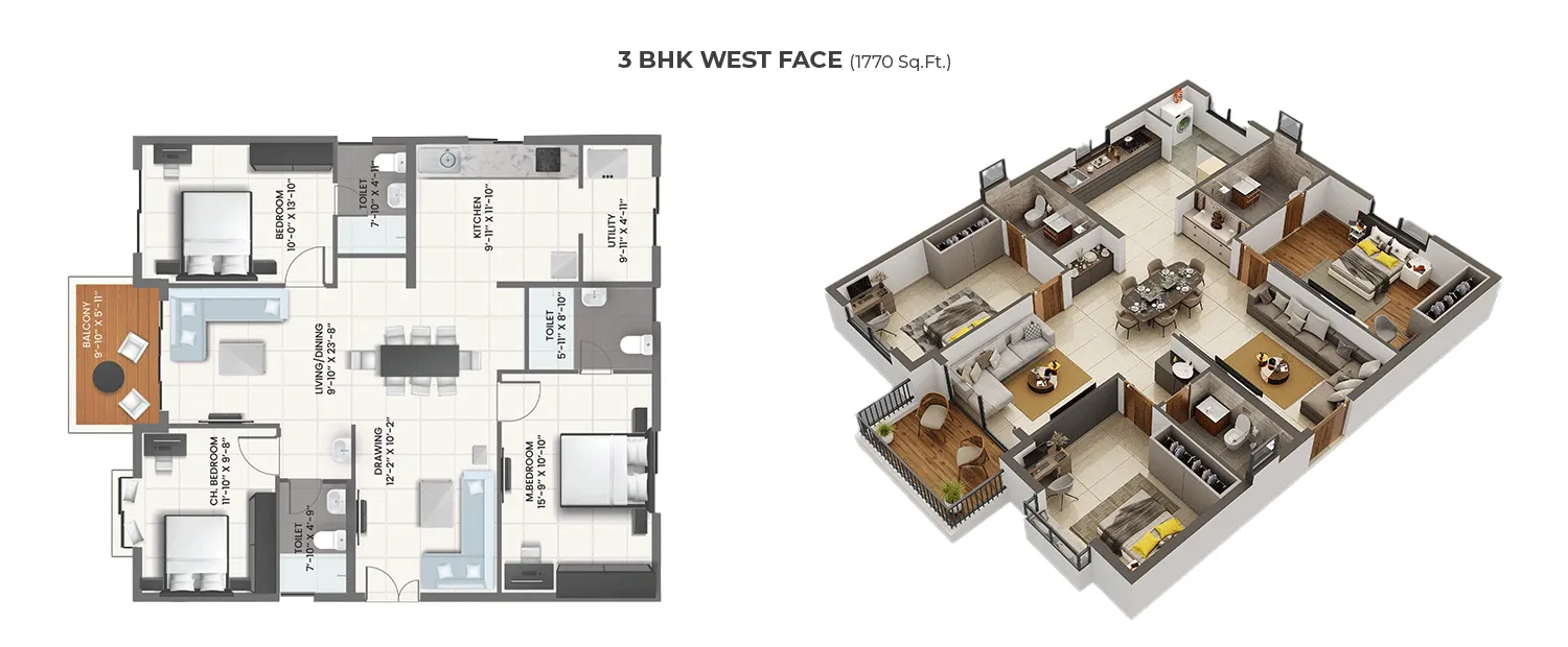 3 BHK West